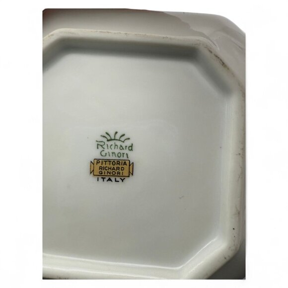 Vintage Richard Ginori Pink Rose Small Square Plates Set Of 5 Italian Porcelain - Picture 4 of 5